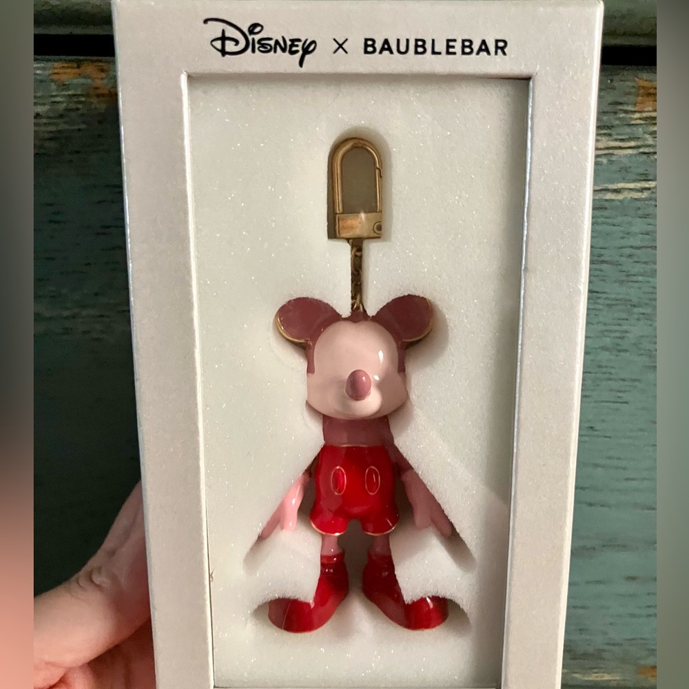 BaubleBar Red and Pink Mickey bag charm boxed